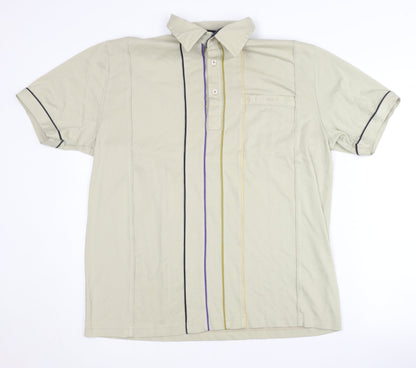 Gabicci Men's Beige Polo Shirt L Cotton Blend