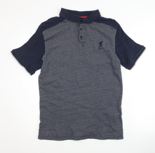 LFC Men's Blue Polo Shirt L in Geometric Pattern