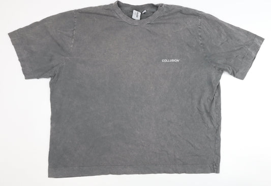 Unisex Adults UK Size 20 COLLUSION Grey Basic T-Shirt