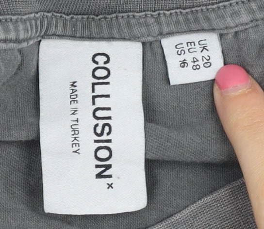 Unisex Adults UK Size 20 COLLUSION Grey Basic T-Shirt