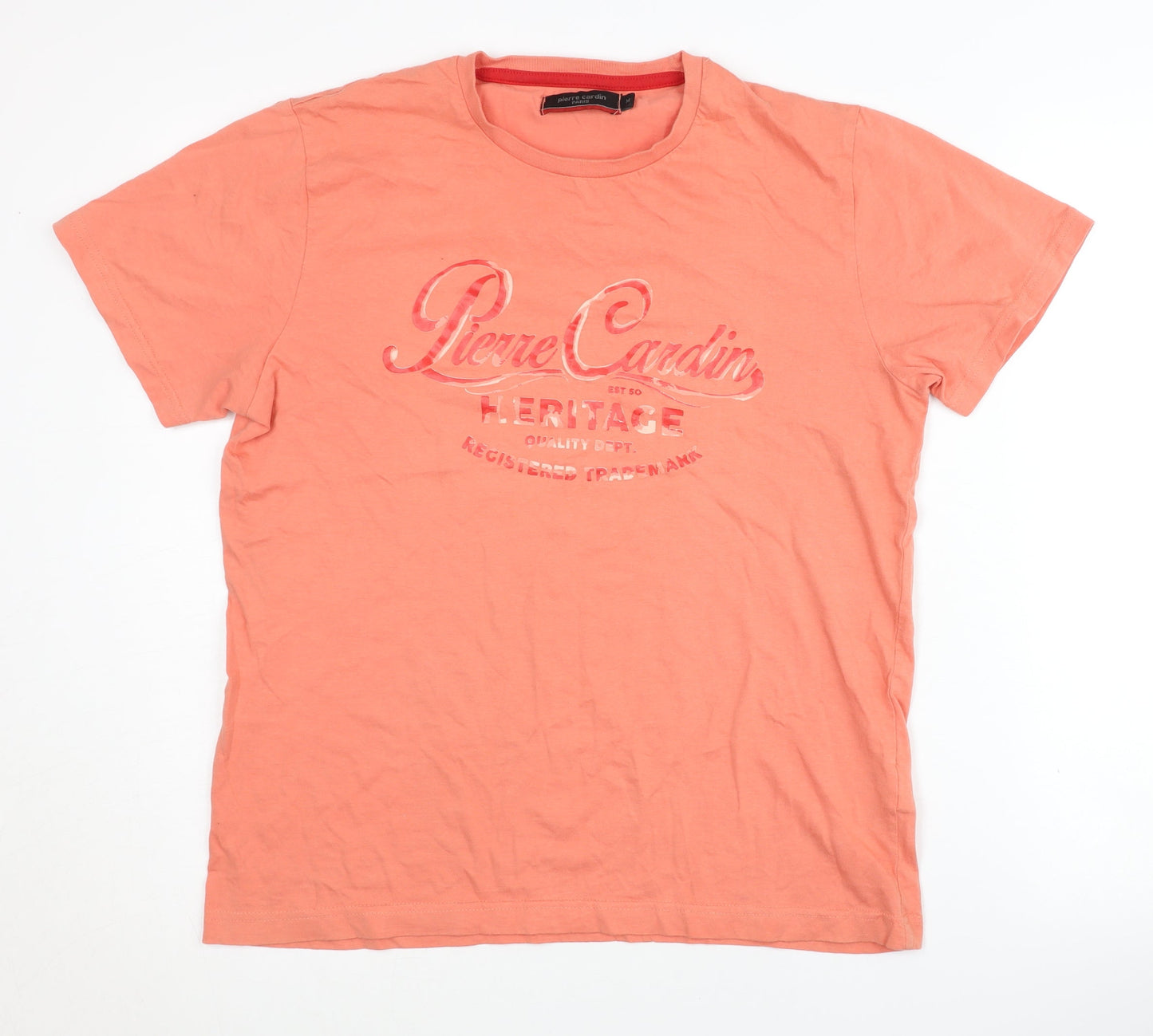 Pierre Cardin Men's Orange Cotton T-Shirt - M, Graphic