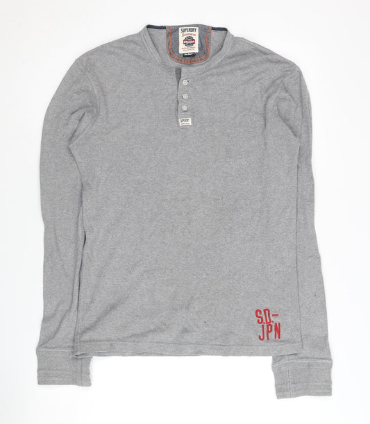 Superdry Men's Grey Henley Sweatshirt M