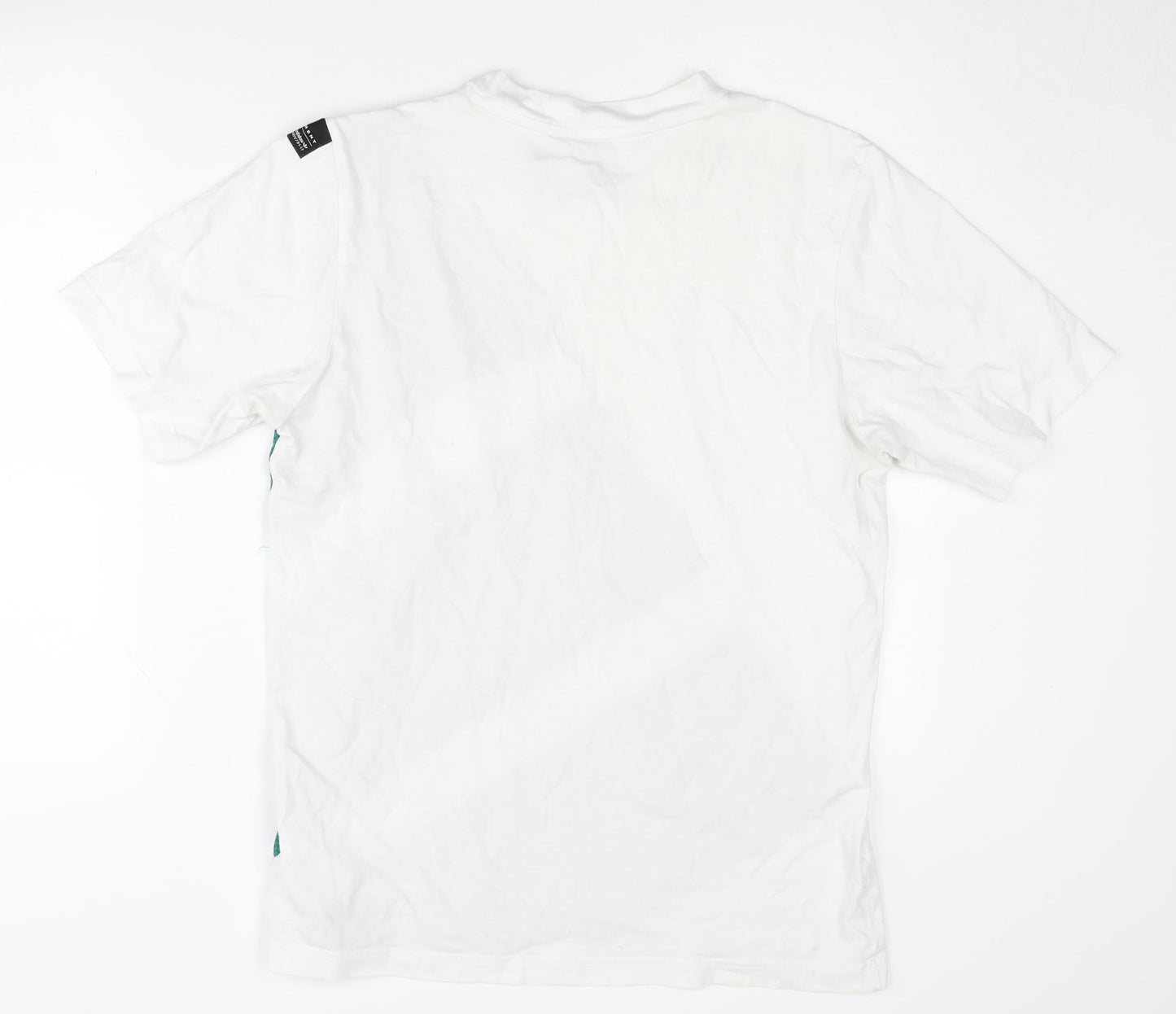 Adidas Men's White S T-Shirt, Colourblock Crew Neck