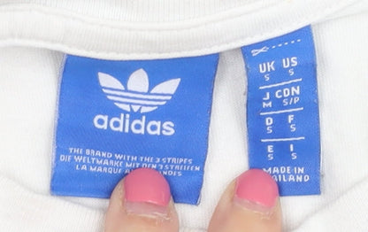 Adidas Men's White S T-Shirt, Colourblock Crew Neck