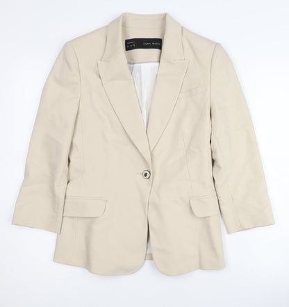 Zara Basic Women's Beige Blazer Size 12 Regular Fit