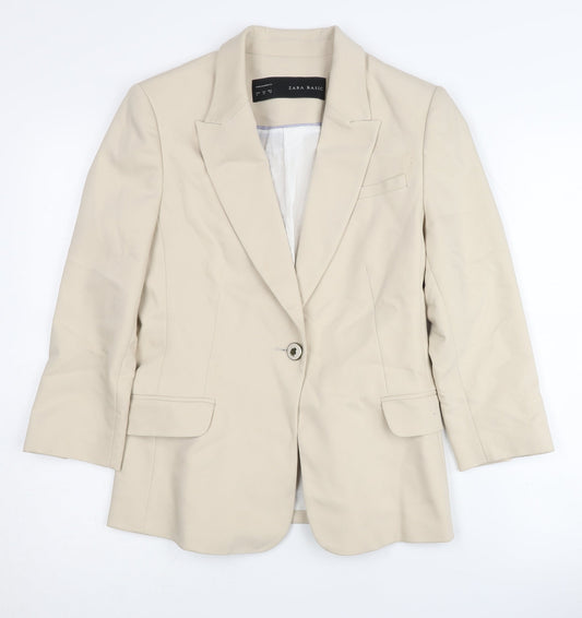 Zara Basic Women's Beige Blazer Size 12 Regular Fit