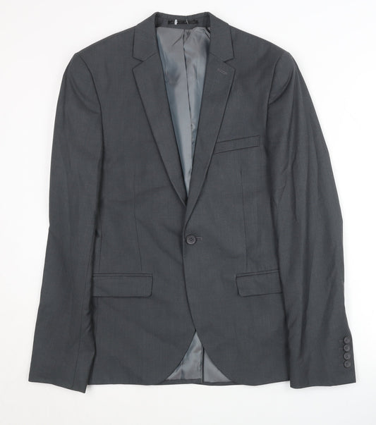 Mens UK Size 36 Topman Regular Grey Suit Jacket
