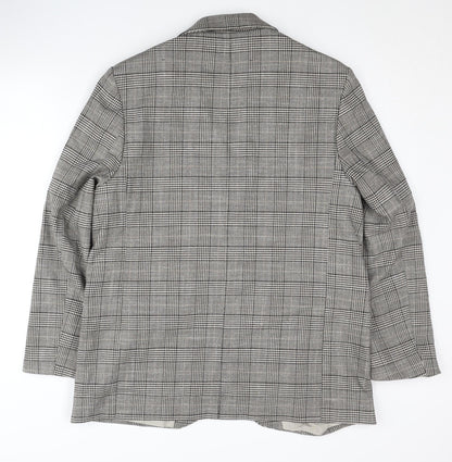 H&M Women's Grey Check Blazer, M, Regular Fit
