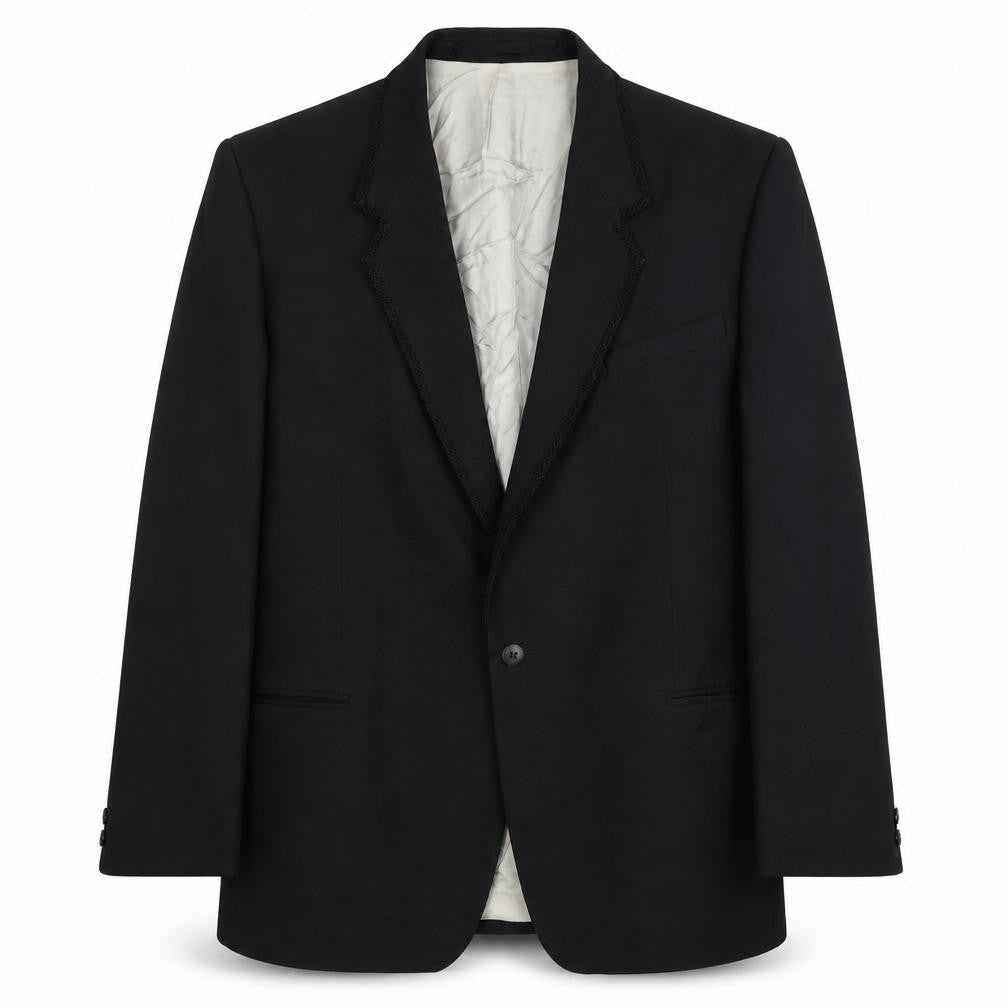 Front view of C&A Men's Black Blazer, size 44, Formal Short Length