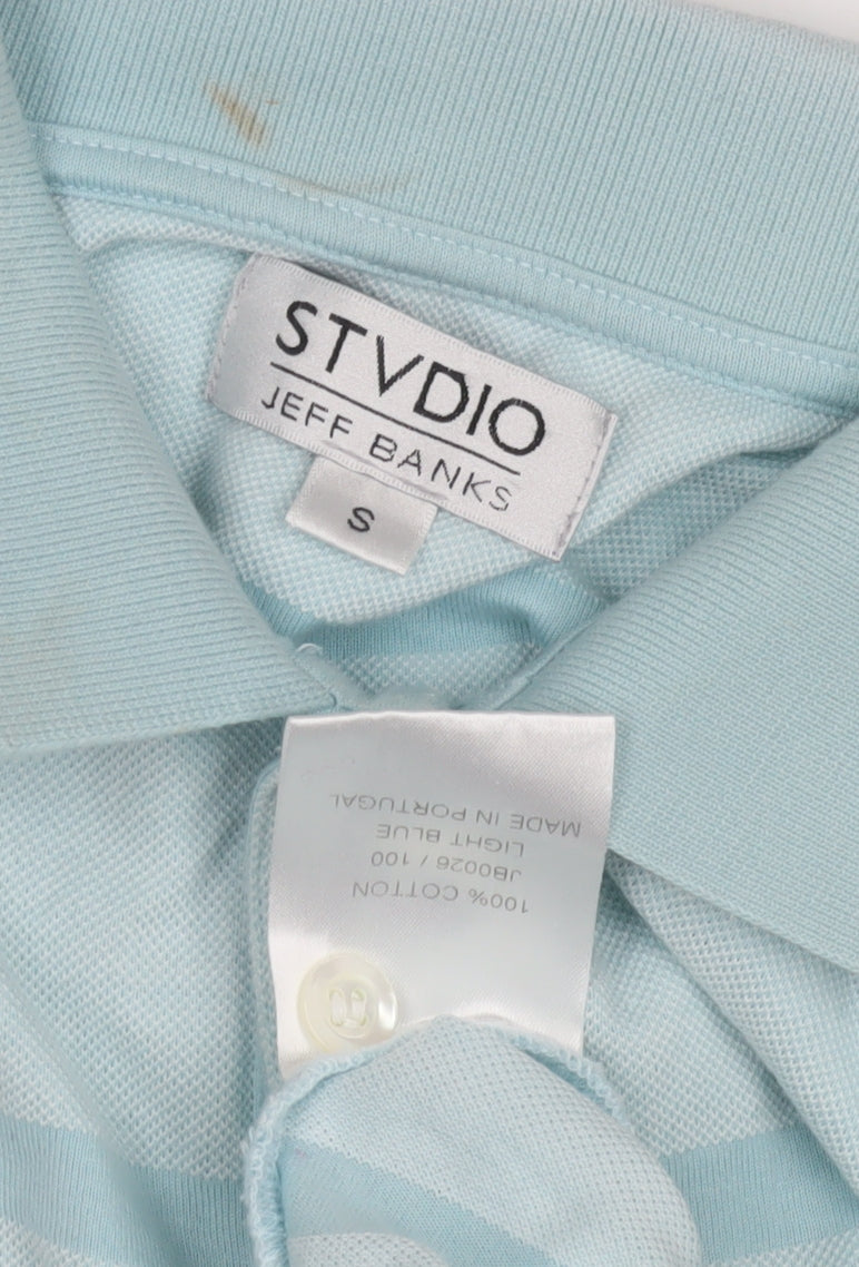 STVDIO Jeff Banks Men's Blue Striped Polo Shirt S