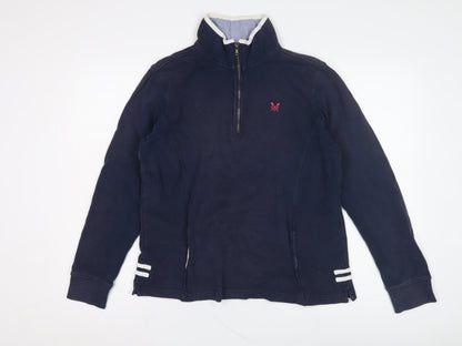 Mens UK Size 12 Crew Clothing Co. Blue 1/4 Zip Sweatshirt
