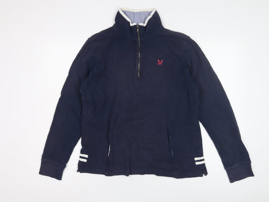 Mens UK Size 12 Crew Clothing Co. Blue 1/4 Zip Sweatshirt