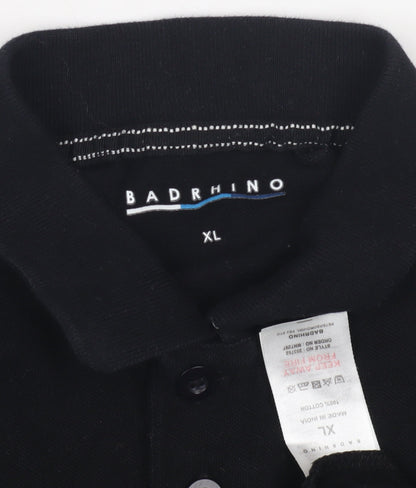 BadRhino Men's Black Polo Shirt XL Solid Casual