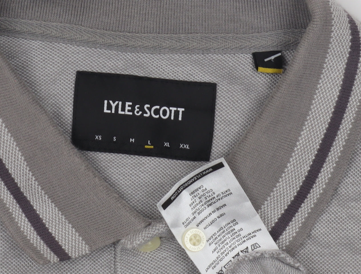 Lyle & Scott Mens Grey Polo Shirt Size L