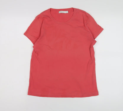 Womens UK Size 14 Zara Basic Red Basic T-Shirt