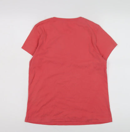 Womens UK Size 14 Zara Basic Red Basic T-Shirt