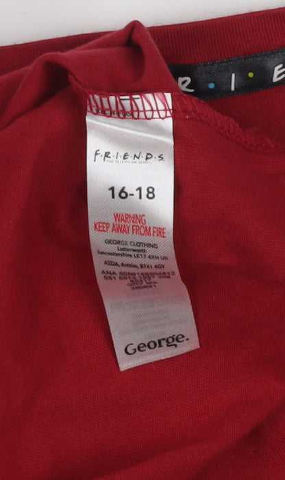 George Women's Red F.R.I.E.N.D.S. T-Shirt Nightshirt, Size 16-18