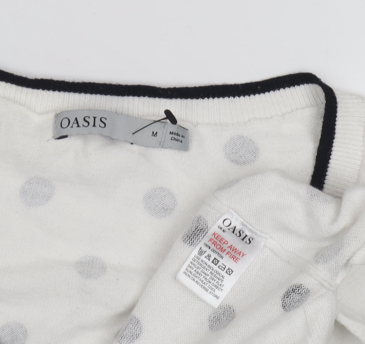 Womens UK Size M Oasis White Pullover Jumper