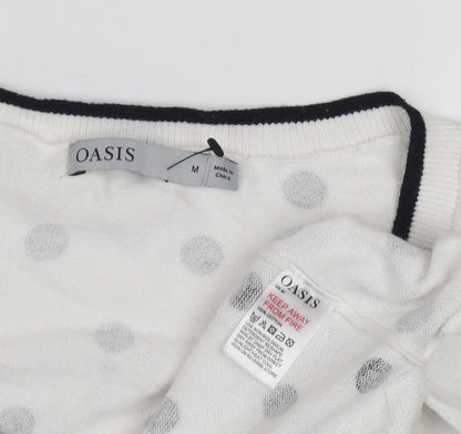 Womens UK Size M Oasis White Pullover Jumper