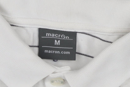 Macron Men's White Striped Polo Shirt M