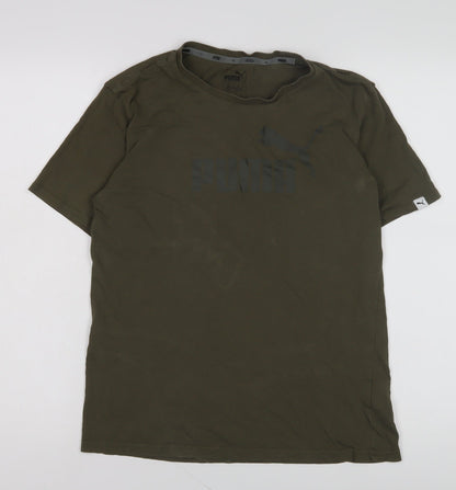 Puma Men's XS Green Cotton Crew Neck T-Shirt