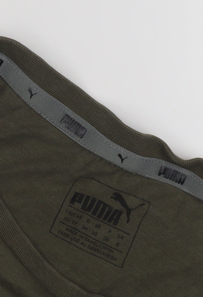 Puma Men's XS Green Cotton Crew Neck T-Shirt