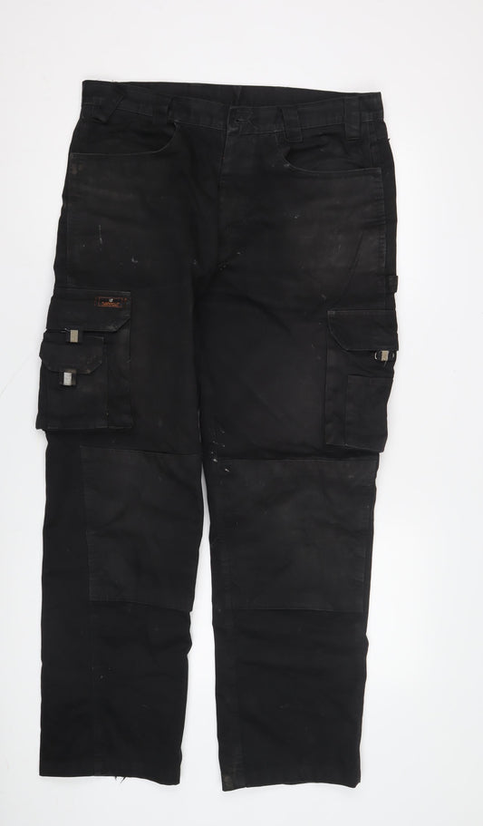 Turnhout Men's Black Cargo Trousers Size 38 with Pockets