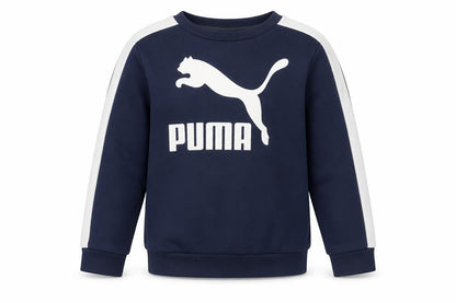 Front view of Puma boys’' blue crew neck sweatshirt 2-3 years