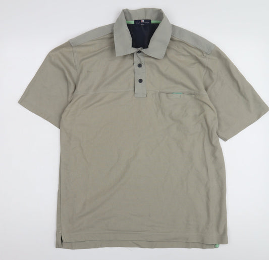 Marks and Spencer Men's Beige Polo Shirt, Size S