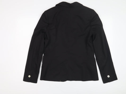 Promod Women's Black Blazer Size 12: Elegant Mid-Length Jacket