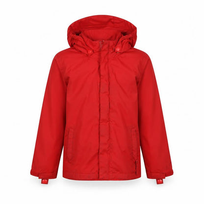 Front view of Mountain Warehouse boys’ red hooded jacket 5-6 years