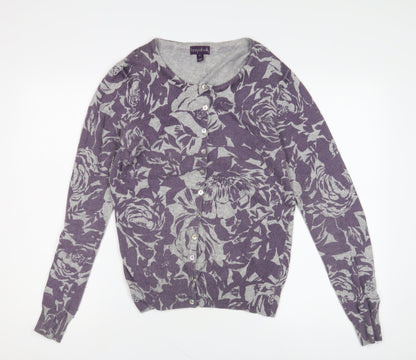 Long Tall Sally Women's Purple Floral Cardigan S