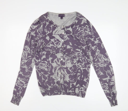 Long Tall Sally Women's Purple Floral Cardigan S