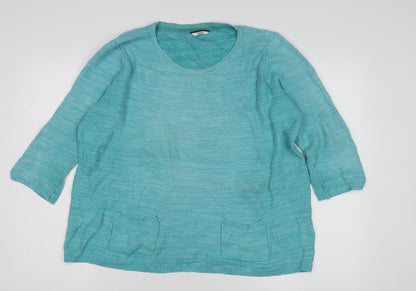 DASH Women's Blue Cotton Pullover Jumper Size 16