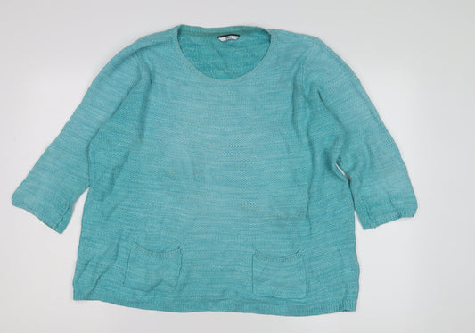 DASH Women's Blue Cotton Pullover Jumper Size 16