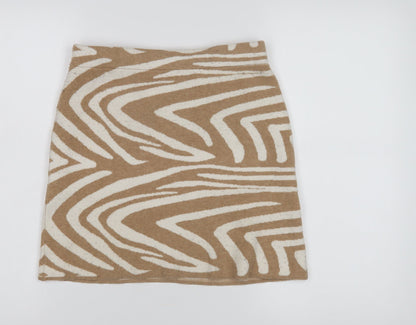 Bershka Women's Beige Animal Print Pencil Skirt