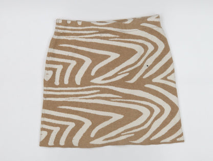 Bershka Women's Beige Animal Print Pencil Skirt