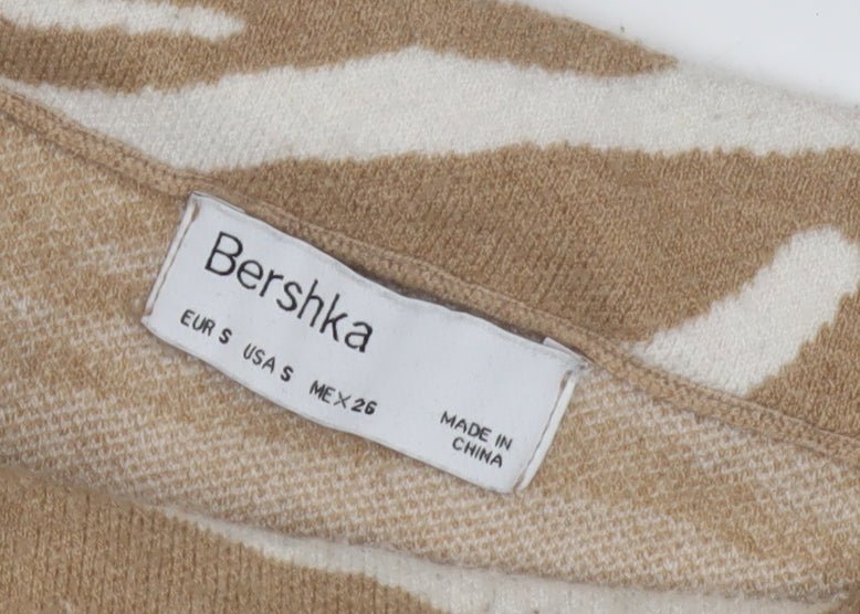 Bershka Women's Beige Animal Print Pencil Skirt