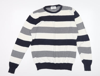 PULL&BEAR Men's Blue L Striped Pullover Jumper