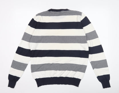 PULL&BEAR Men's Blue L Striped Pullover Jumper