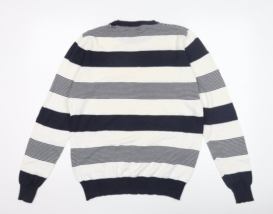PULL&BEAR Men's Blue L Striped Pullover Jumper