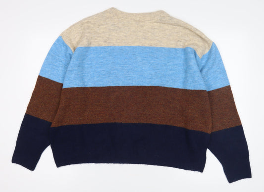 H&M Women’s Multicoloured Stripe Pullover Jumper - L