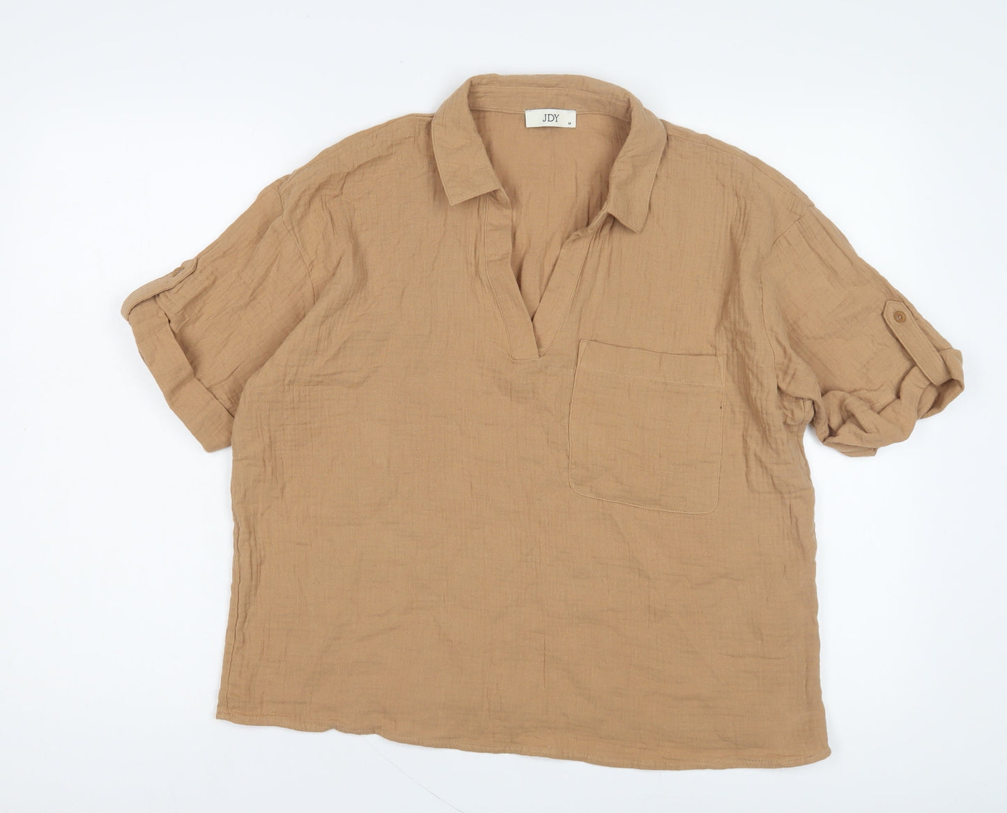 Womens UK Size M JDY Brown Basic Polo