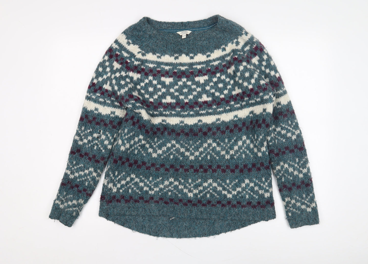 Fat Face Men's Blue Wool Fair Isle Pullover Jumper S