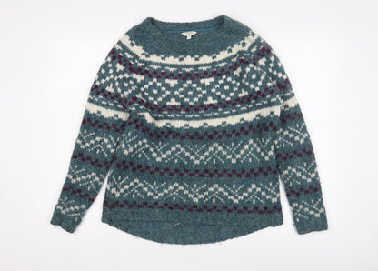 Fat Face Men's Blue Wool Fair Isle Pullover Jumper S