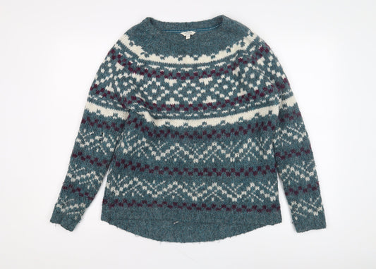 Fat Face Men's Blue Wool Fair Isle Pullover Jumper S