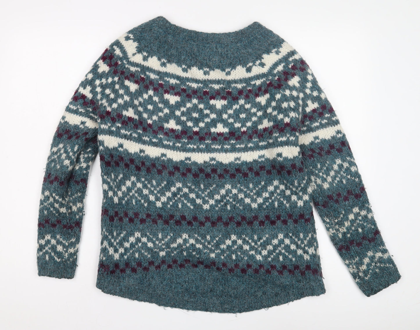 Fat Face Men's Blue Wool Fair Isle Pullover Jumper S