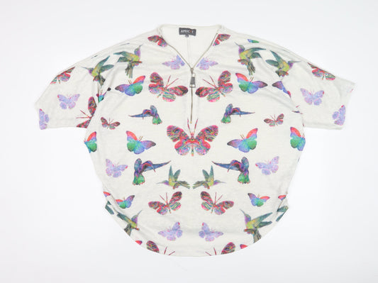 Womens UK Size M Apricot Multicoloured Basic Blouse