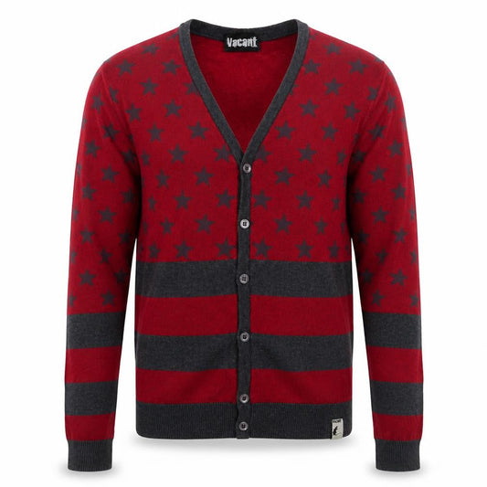 Vacant Men's Red Cardigan Jumper S Size Stars