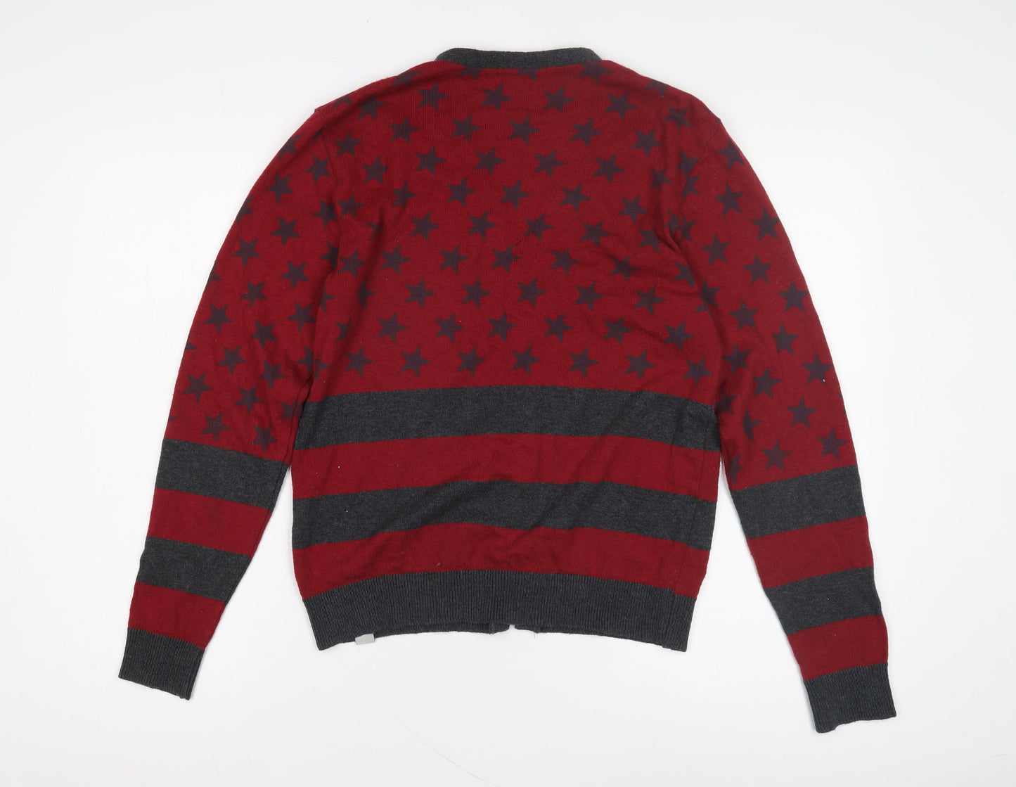 Vacant Men's Red Cardigan Jumper S Size Stars
